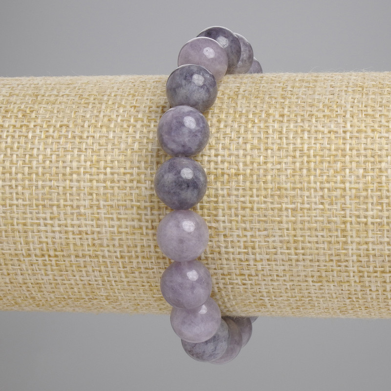 Iolite bracelet with smooth beads, 10 mm diameter, 18 cm length, stretch