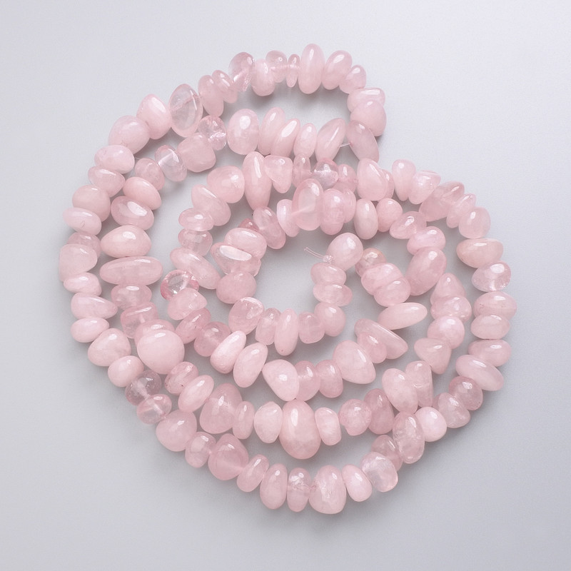 Beads Pink Quartz, Natural Stone, Faceted, on Beading Thread, diameter 9-12×5-7 mm ±, length 80 cm ±