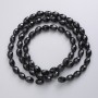 Beads Czech Crystal on Thread, Black Matte Faceted Oval Beads 8x6 mm, 56 cm Length