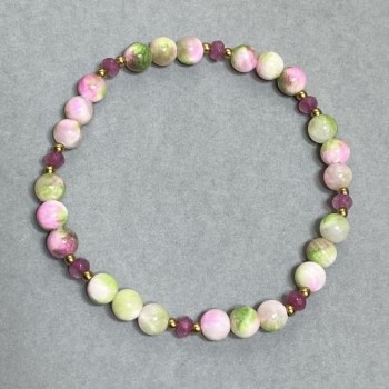 Varisite bracelet (acrylic) 6 mm beads, Czech crystal rondelles 4x3 mm, length 18 cm, stretch