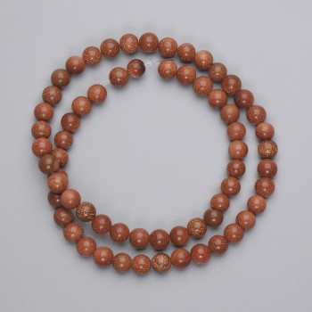 Aventurine Beads 'Golden Sand' Smooth Bead, 6mm Diameter, on Thread, About 37 cm Long
