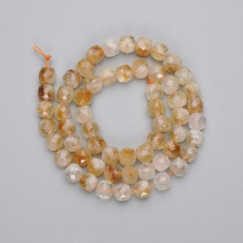 Citrine faceted cube beads, 6.5 mm diameter, on a 38 cm strand
