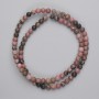 Rhodonite beads, smooth round balls, diameter 4–5 mm, on thread, length 38 cm+