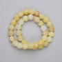 Yellow Frost Agate Beads, Smooth Round Balls, 10 mm Diameter, Strung on Beading Thread, 36 cm Length