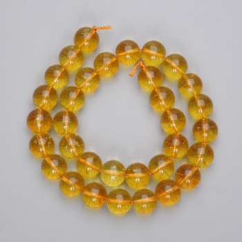 Citrine beads, pressed, smooth spheres, 12mm diameter, on a strand, 37 cm length