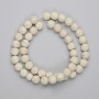 Beige lava beads, round, 8 mm diameter, on beading thread, 38 cm length