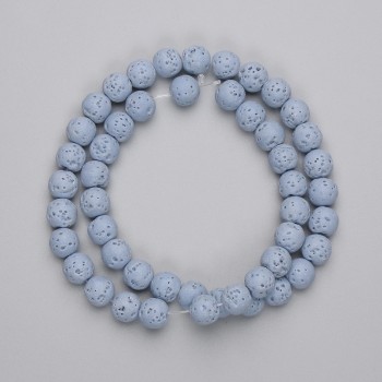 Blue lava beads - round 8mm, on thread, about 38 cm long