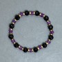 Sugilite Bracelet with Faceted Rondels 6x4 mm +/- and Czech Crystal Faceted Beads 8 mm +/-, Length 18 cm +/- Stretch