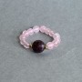 Stud Earring: Smooth Rose Quartz Bead 4 mm ±, Faceted Tourmaline Coin 8 mm ±, Hematite Bead 2 mm ±, Stretch Cord