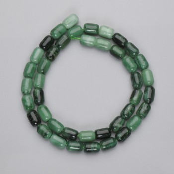 Emerald barrel beads, diameter 8.5–10×6 mm, length 39 cm, on thread