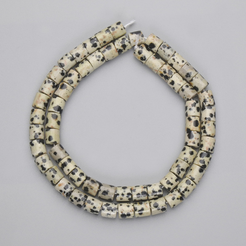 Dalmatian Jasper Beads Cylindrical, 6x6 mm diameter, 38 cm length on thread