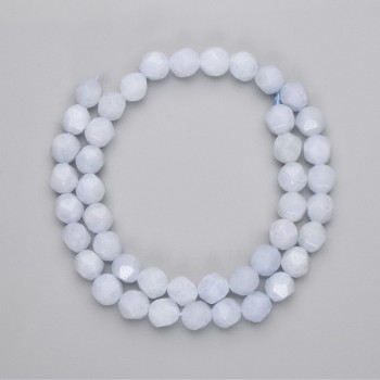 Aquamarine Beads, Faceted, 8x7 mm, on a strand, length about 36 cm