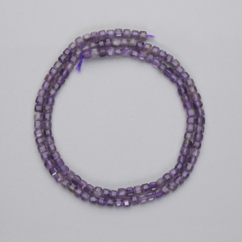 Amethyst Beads, Faceted Cube, 3x3 mm, Thread Length Approximately 37 cm