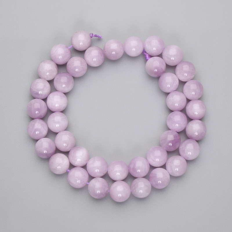Kunzite Beads - Smooth Balls, 10mm Diameter, 39 cm Length on Thread