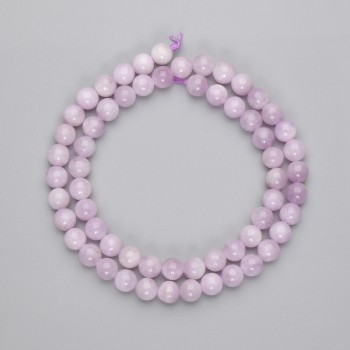 Kunzite Beads - Smooth Round, 7 mm Diameter, 39 cm Length on Thread