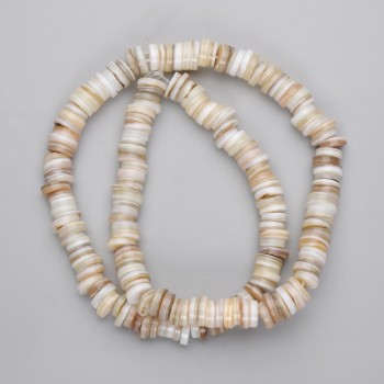 Skafarka shell beads - rondelle, 8x2 mm, length about 38 cm on beading thread