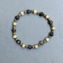 Bracelet with Frost Agate and Lavrikite Beads, smooth 5.5 mm and 6 mm, with metal inserts, 18 cm length, stretch