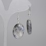 Larvikite Oval Earrings 25x18 mm, length approx. 45 mm