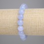 Aquamarine Bracelet with Smooth Beads, 10.5 mm diameter, 18 cm length, elastic