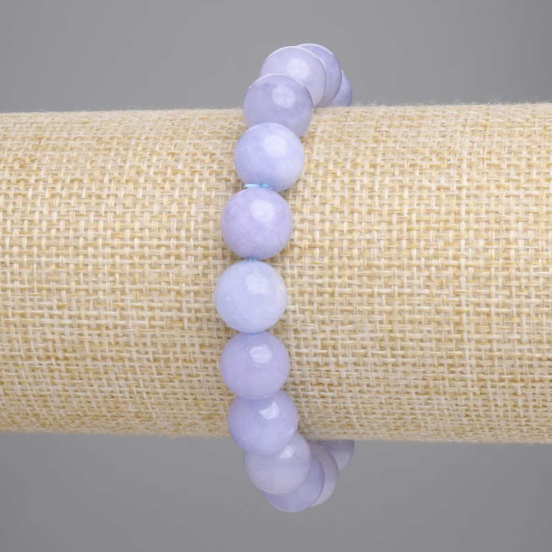 Aquamarine bracelet with smooth beads, 10 mm diameter, 18 cm length, stretch
