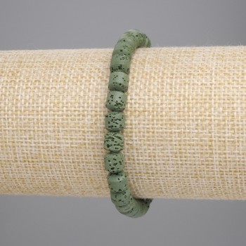 Bracelet made of green volcanic lava — cylindrical beads, 6 mm diameter, 18 cm length, stretch