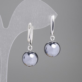 Terahertz Earrings, Smooth Ball, 12 mm diameter (+/-), 30 mm length (+/-)