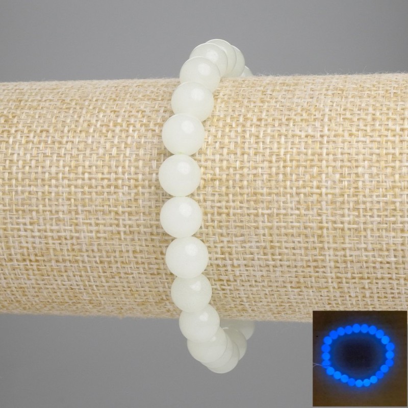 Blue Onyx Bracelet (Blue Glow) Smooth Beads, 8mm, 18cm, Stretch