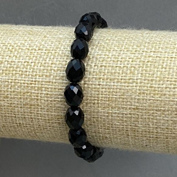 Agate Bracelet (Artificial) - Faceted Czech Glass Beads, 9.5×8 mm, 18 cm Stretch