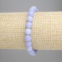 Blue Agate Bracelet with Smooth Beads, 8 mm Diameter ± (Stretch), Length approx. 18 cm