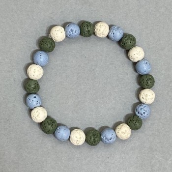 Bracelet with Volcanic Lava Beads 8mm, 18 cm Length, Stretch