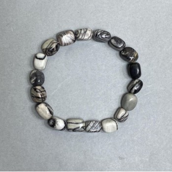 Jasper Faceted Bead Bracelet, 11x8 mm beads, 5 mm, 18 cm length, stretch