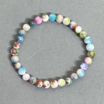 Variscite Bracelet with Smooth Beads, 6 mm diameter, 18 cm length, stretch