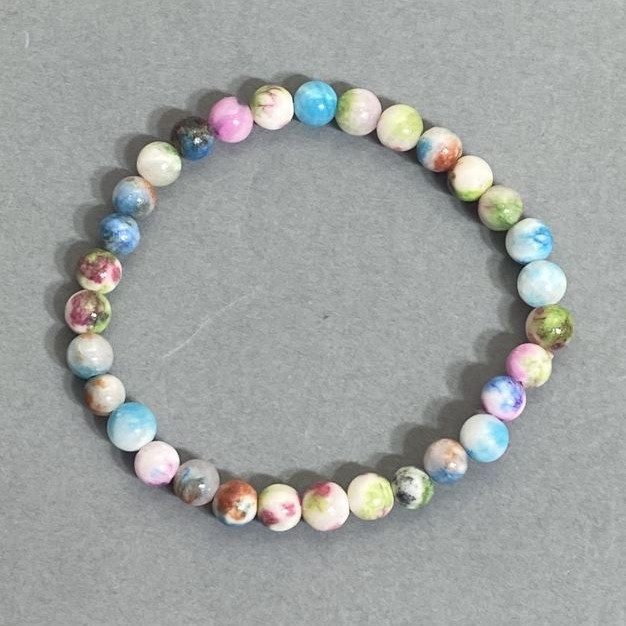 Variscite Bracelet with Smooth Beads, 6 mm diameter, 18 cm length, stretch