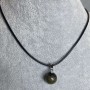 Labradorite Pendant Ball, 12mm Diameter, on Cord, 60 cm Length + 5 cm Extender Chain