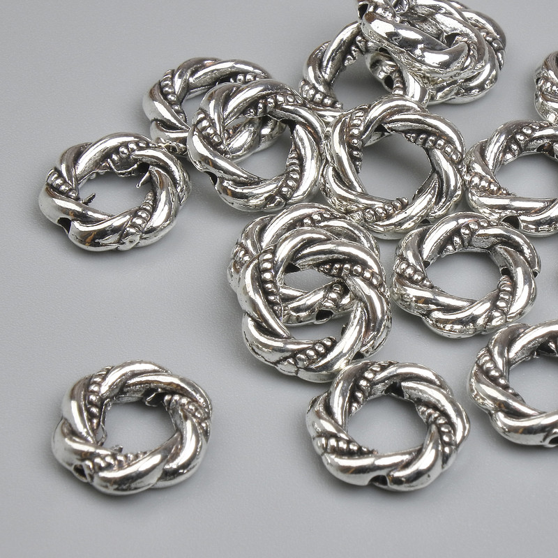 Bead insert findings - silver metal color, 11 mm bead diameter ±, 5 mm hole diameter ±, packaging approx. 16 pcs