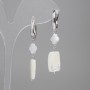 Earrings with Mother-of-Pearl - Rectangular 15x9 mm with Shamrock accent 7 mm, length approximately 45 mm