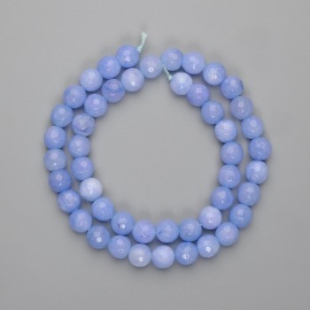 Faceted Aquamarine Beads, Round, 8mm Diameter, 37cm Length on Thread