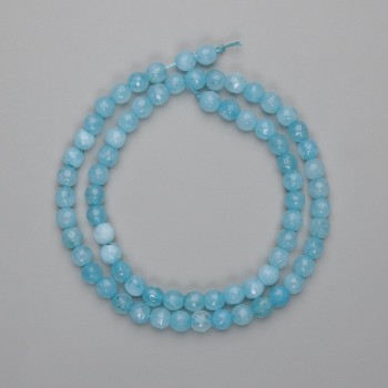 Aquamarine Beads, Faceted Round, 5.5 mm Diameter, 38 cm Strand