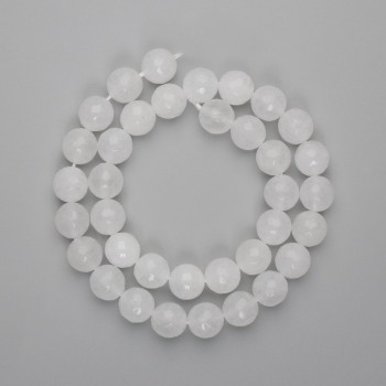 Rock crystal beads, faceted ball, 10 mm diameter, 37 cm length on thread