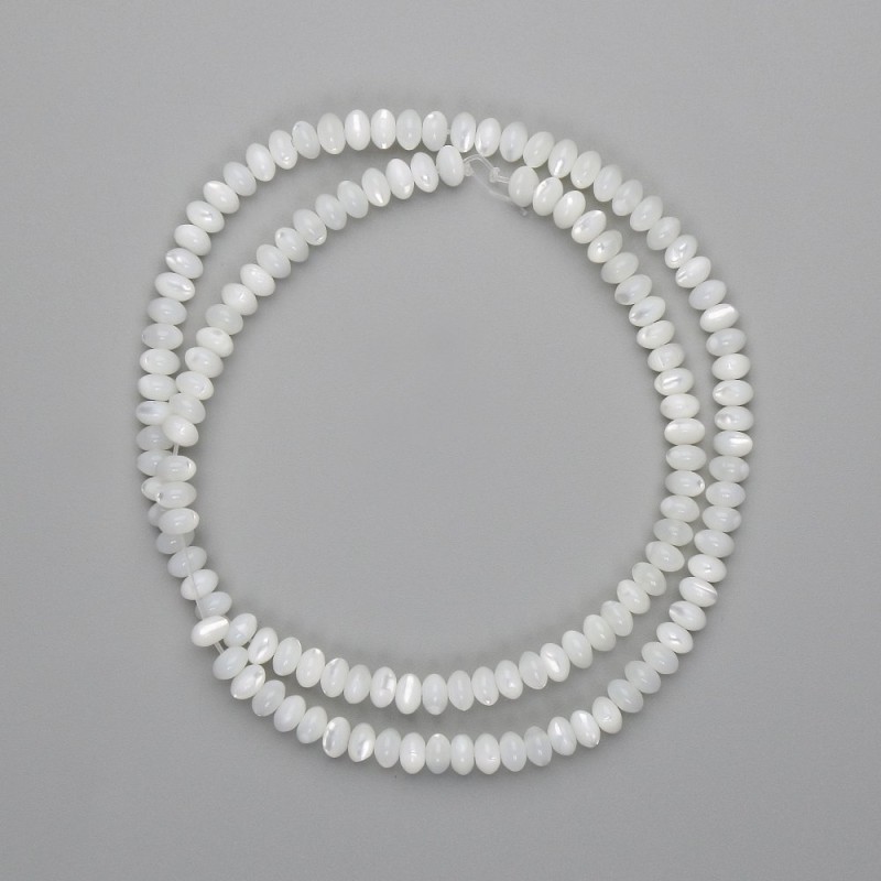 Mother-of-Pearl Rondelle Beads, 5x3 mm, 40 cm on Thread