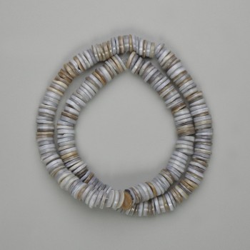 Scapharca Shell Rondelle Beads, Diameter 8x1-2 mm, Length 38 cm on Beading Thread
