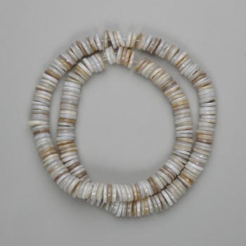 Skafarka shell rondelle beads, 8×1.5 mm, 39 cm on thread
