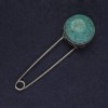 Turquoise Brooch Pin, 78 × 24 mm, silver-tone metal