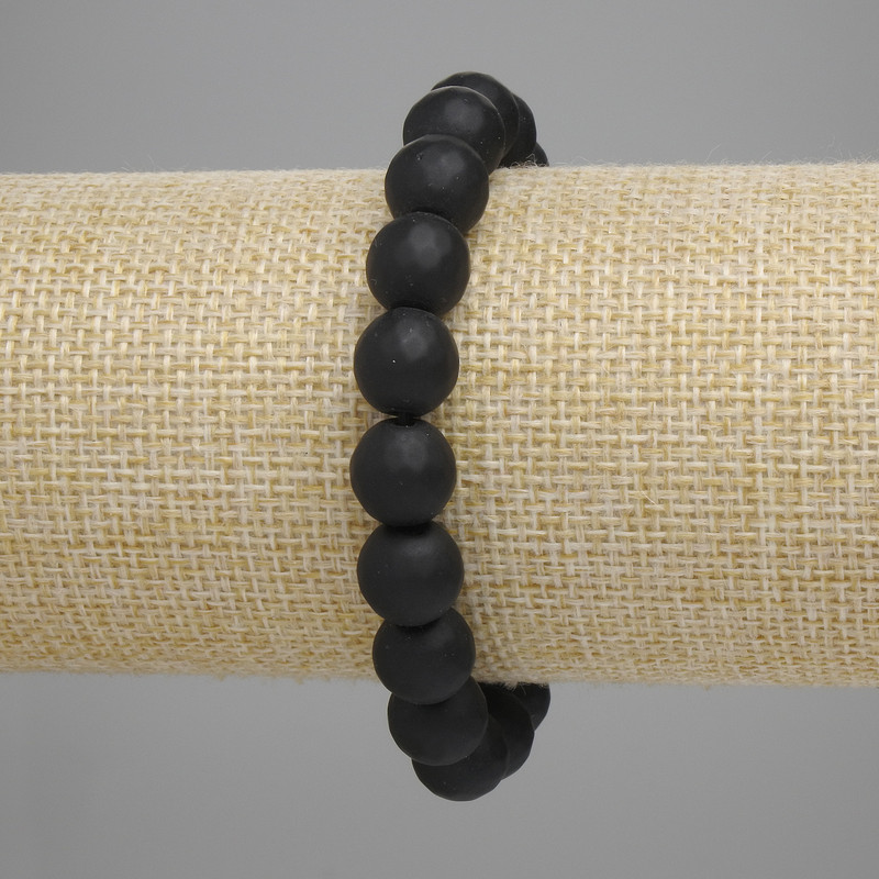 Shungite bracelet with smooth beads 10 mm, length about 18 cm, stretch