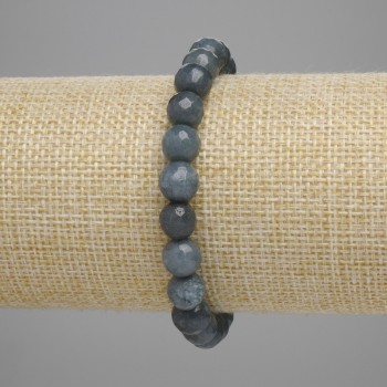 Iolite bracelet with 8mm faceted beads, 18 cm stretch