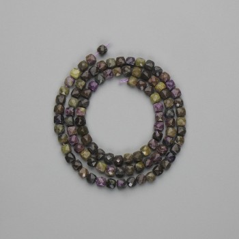 Tourmaline beads, faceted cube 4x4 mm, length 39 cm on thread