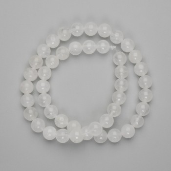 White Quartz Beads 9mm Smooth Ball, 38 cm long on thread