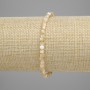 Beige Mother-of-Pearl Bracelet with Faceted 3x3 mm Cubes, 18 cm Stretch