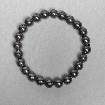 Hematite bracelet with smooth 8mm beads, 18 cm stretch
