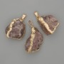 Lepidolite Pendant, Rough Stone ~ 40x25 mm +/- Assorted Sizes, Gold-Toned Metal